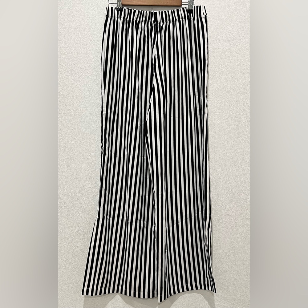 Who What Wear Black Striped Pants Ankle Slits - Picture 2 of 5
